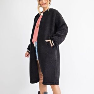 Easel Fleece Long Moto Jacket NWT Fully Lined sz. L